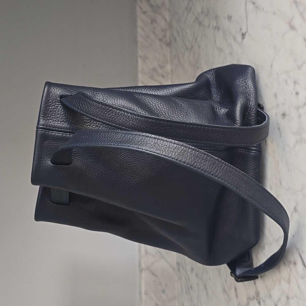 Blue Leather Backpack - Picture 2 of 13